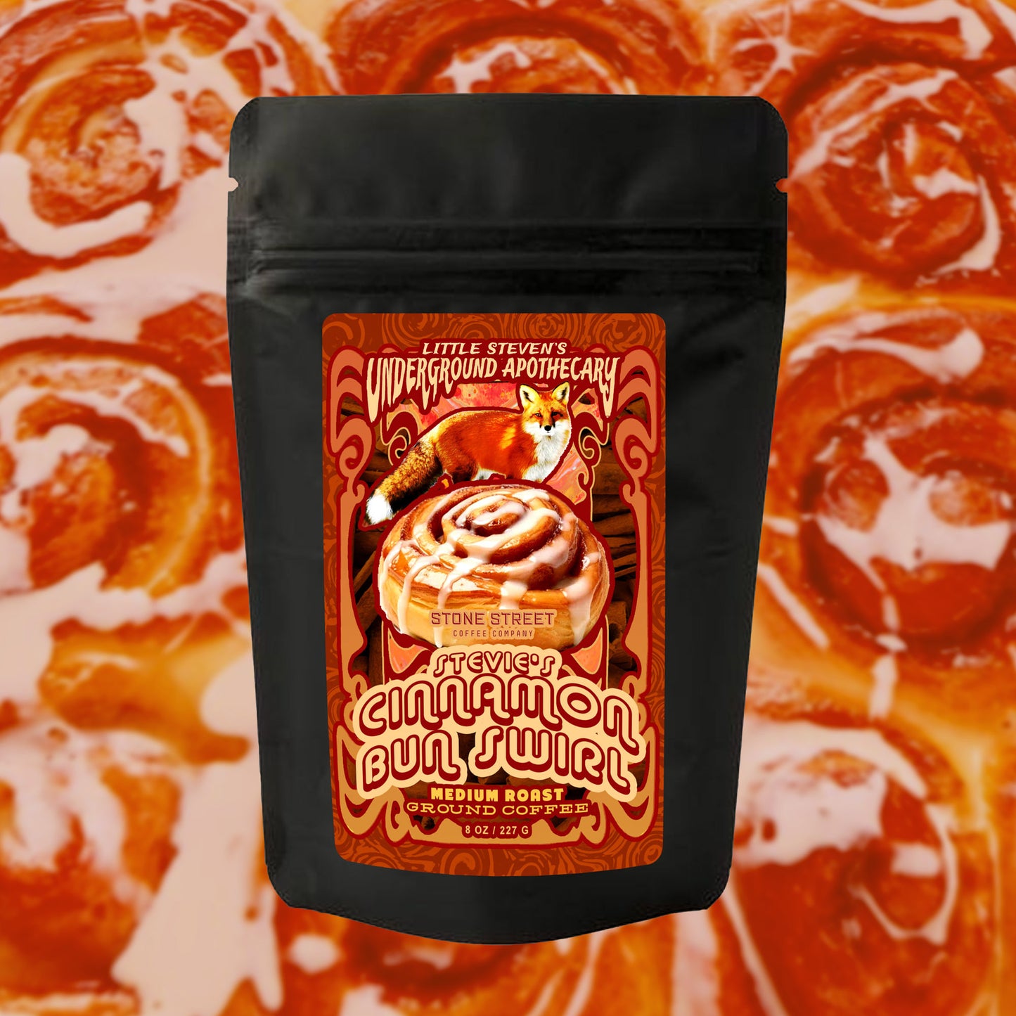 Stevie's Cinnamon Bun Swirl Medium Roast Ground Coffee (8 OZ) - Wicked Cool Wellness
