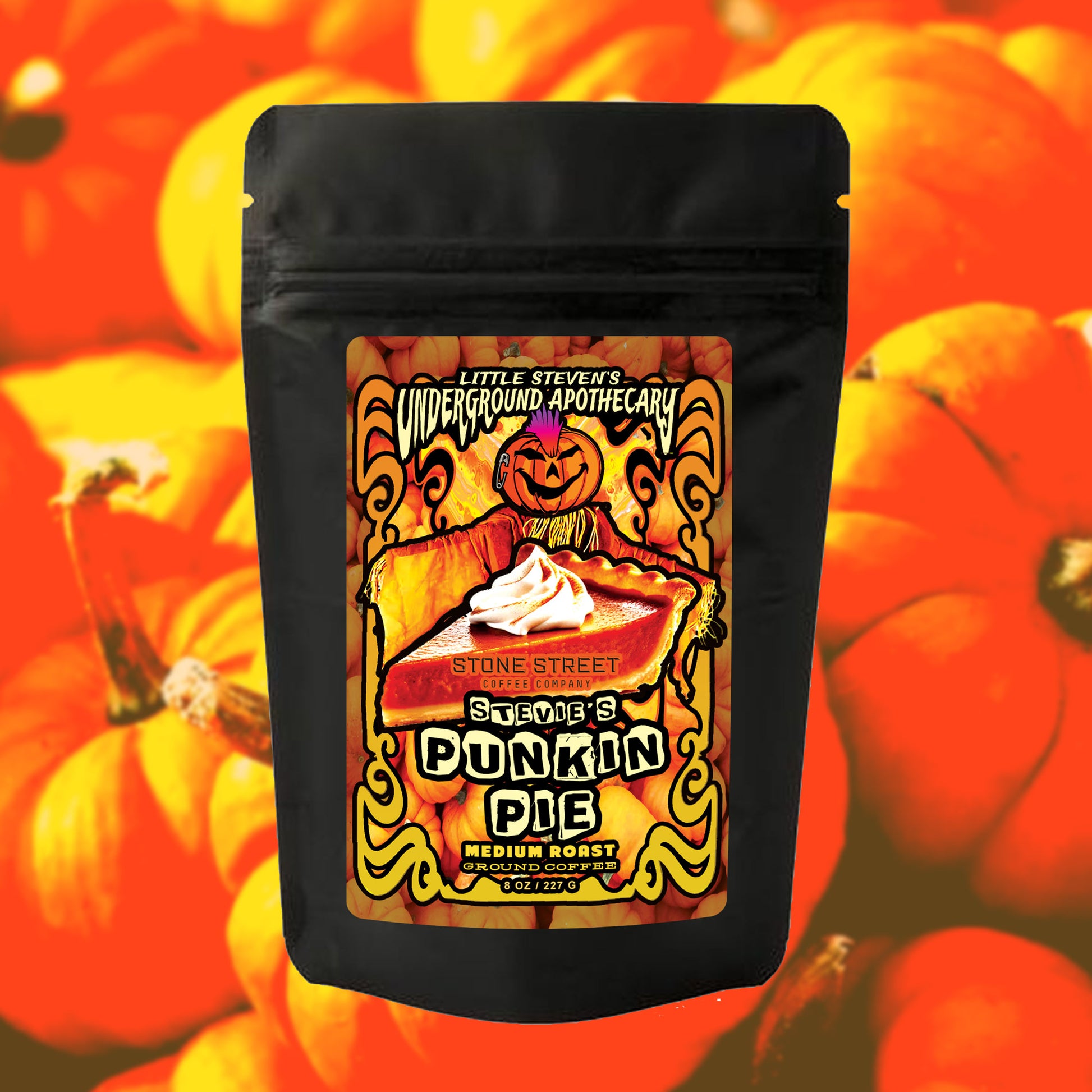Stevie's Punkin Pie Medium Roast Ground Coffee (8 OZ) - Wicked Cool Wellness